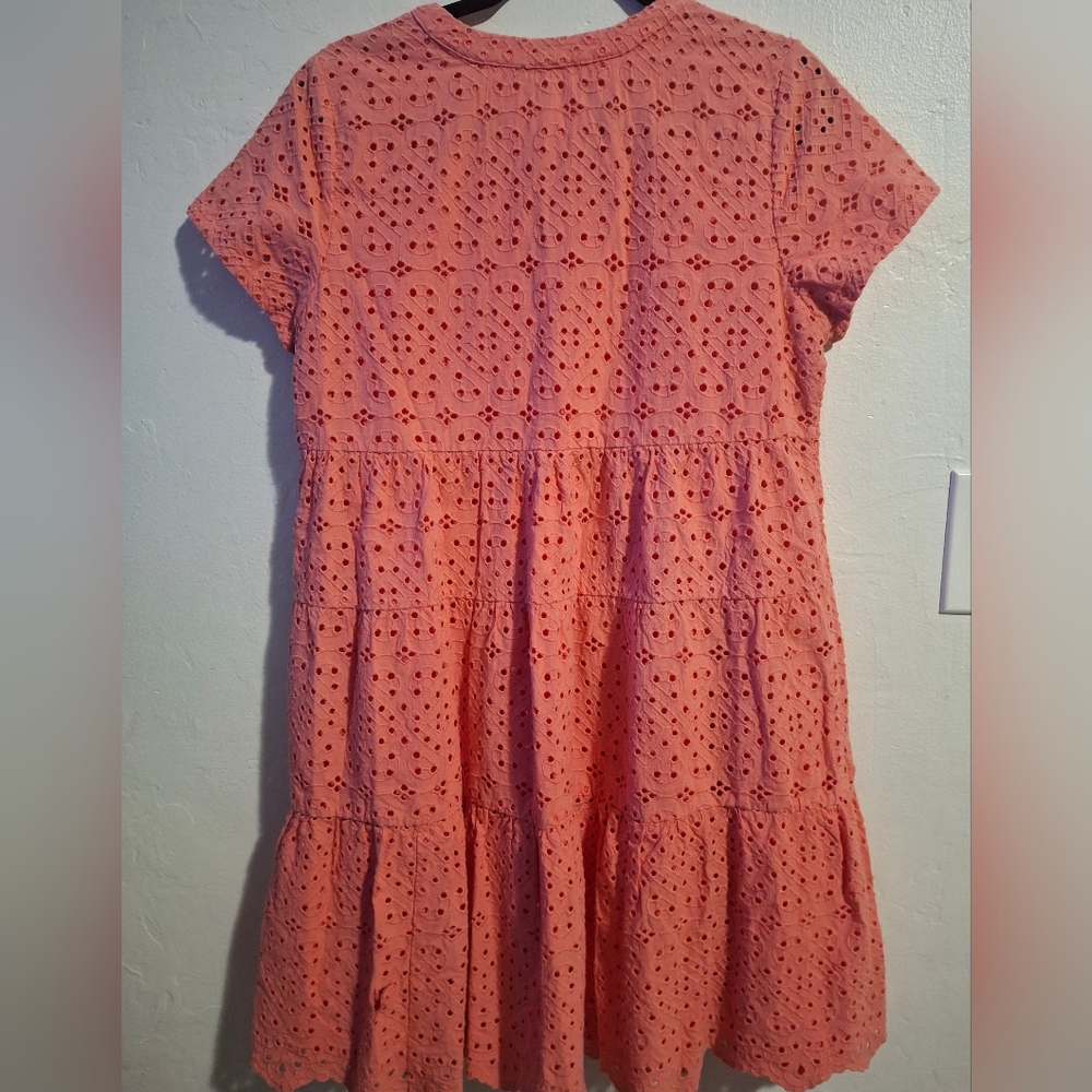Anthropologie Maeve Pink/Coral Eyelet Dress Size L. - Picture 2 of 8